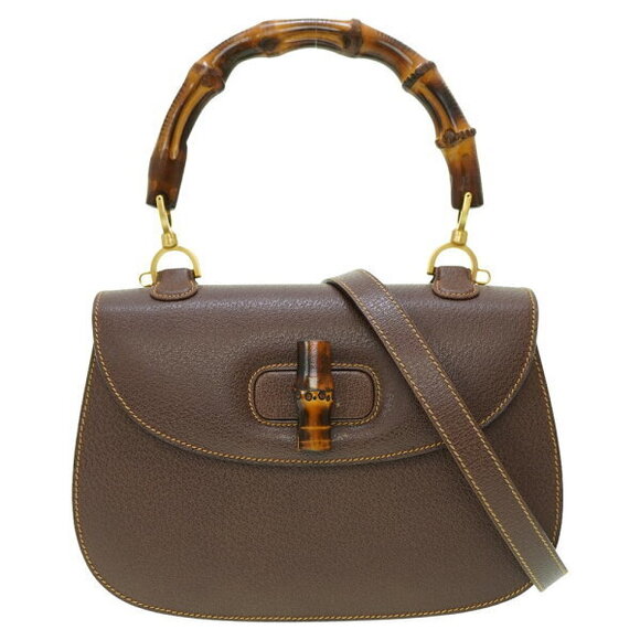 Gucci Bamboo Shoulder Handbag Brown Leather strap - Picture 1 of 8